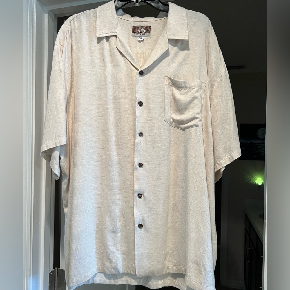 Vintage Kalaheo Hawaiian Men’s XL Button down Cream Aloha shirt